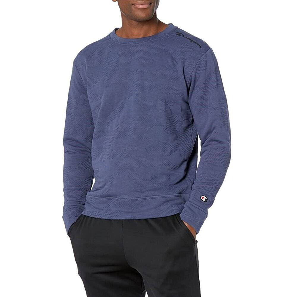 Champion Men's Sky Blue Textured Sports Layering Casual Crew Sweatshirt Size S